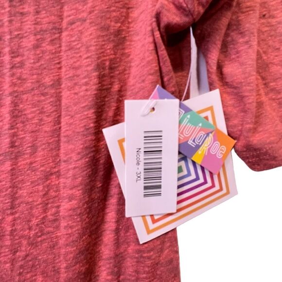 NWT LuLaRoe Nicole Dress Fit & Flare 3XL Solid Heather Red - Picture 3 of 9